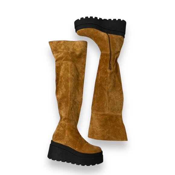 Free People London Calling platform over the knee suede boots NEW - Picture 8 of 14